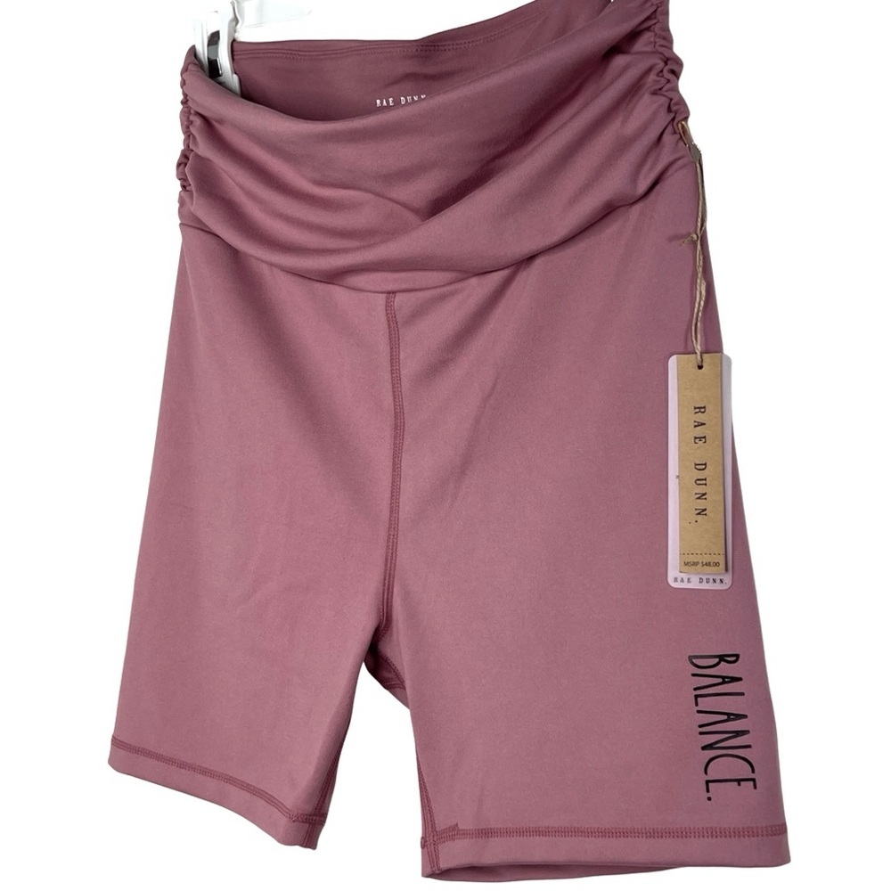 Rae Dunn New Shorts Pulse Bike BALANCE. Ruched Waist Nostalgia Rose Medium M NWT - Picture 5 of 15